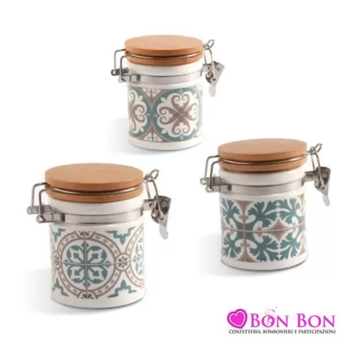 Bomboniera matrimonio quadrifoglio barattolo con maioliche grande Quadrifoglio - 1
