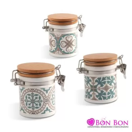 Bomboniera matrimonio quadrifoglio barattolo con maioliche grande Quadrifoglio - 1