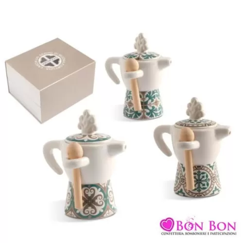 Bomboniera matrimonio quadrifoglio moka zuccheriera maioliche Quadrifoglio - 1