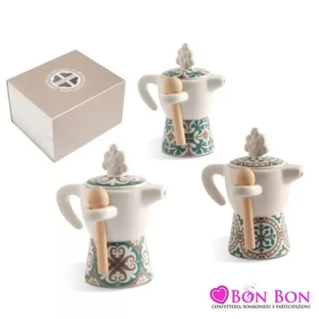 Bomboniera matrimonio quadrifoglio moka zuccheriera maioliche Quadrifoglio - 1