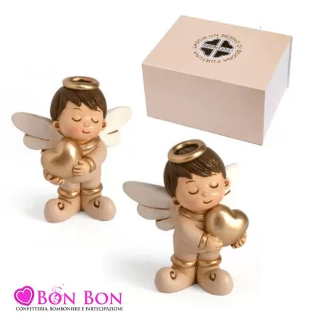 Bomboniera prima comunione quadrifoglio angelo con cuore dorato Quadrifoglio - 1