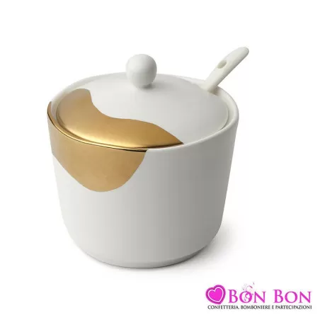 Bomboniera matrimonio hervit zuccheriera bianco e oro Hervit - 1
