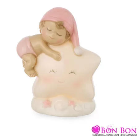 Bomboniera nascita e battesimo bimba su stella luce led Ilary Queen - 1