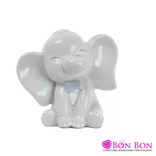 Bomboniera nascita e battesimo elefante con fiocco celeste Ilary Queen - 1