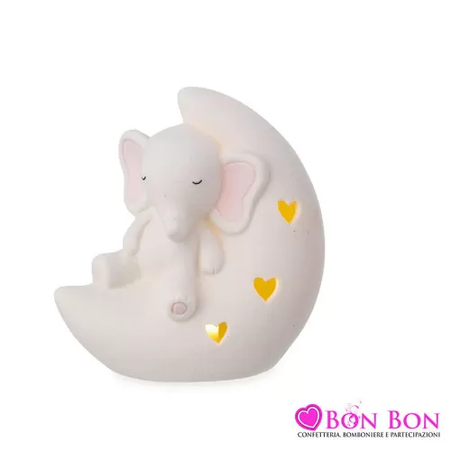 Bomboniera nascita e battesimo elefante rosa su luna Ilary Queen - 1
