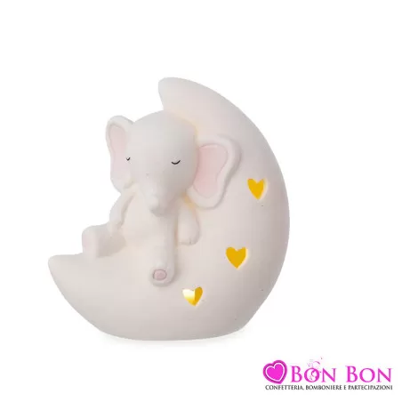 Bomboniera nascita e battesimo elefante rosa su luna Ilary Queen - 1