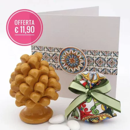 Bomboniera matrimonio tema siciliano pigna colorata - 1