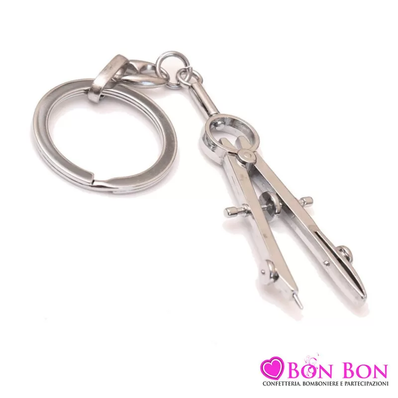 Bomboniera laurea in ingegneria portachiavi compasso in metallo Greenford - 1