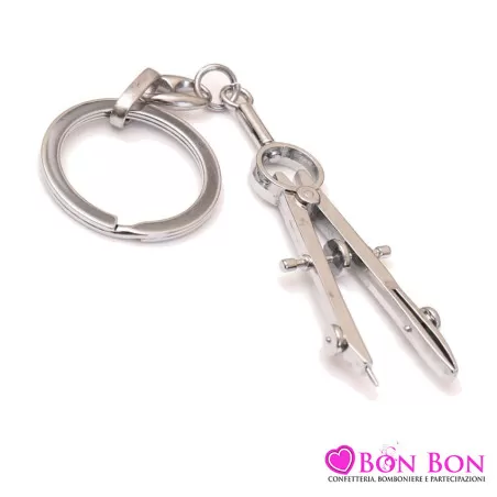 Bomboniera laurea in ingegneria portachiavi compasso in metallo Greenford - 1