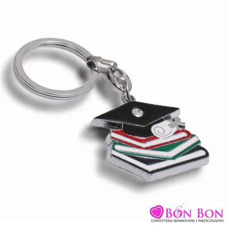 Bomboniera laurea portachiavi cappello e pila libri Greenford - 1