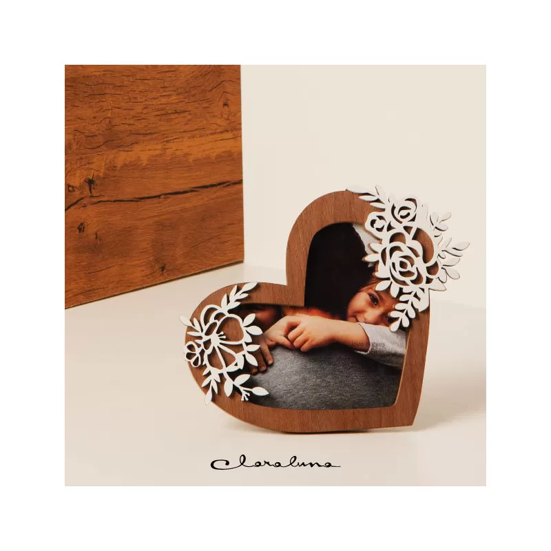 Bomboniera matrimonio claraluna 2023 portafoto cuore legno Claraluna - 1