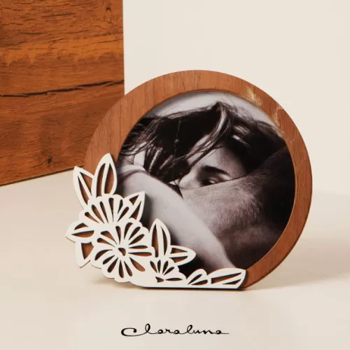 Bomboniera matrimonio claraluna 2023 portafoto rotondo in legno Claraluna - 1