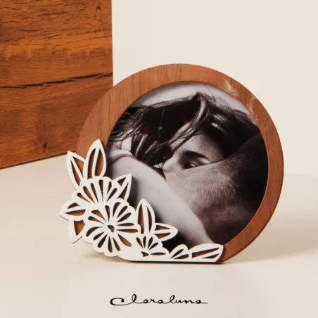 Bomboniera matrimonio claraluna 2023 portafoto rotondo in legno Claraluna - 1