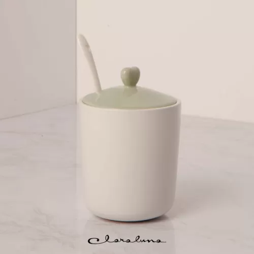 Bomboniera matrimonio claraluna 2023 zuccheriera cuore bianca e verde Claraluna - 1