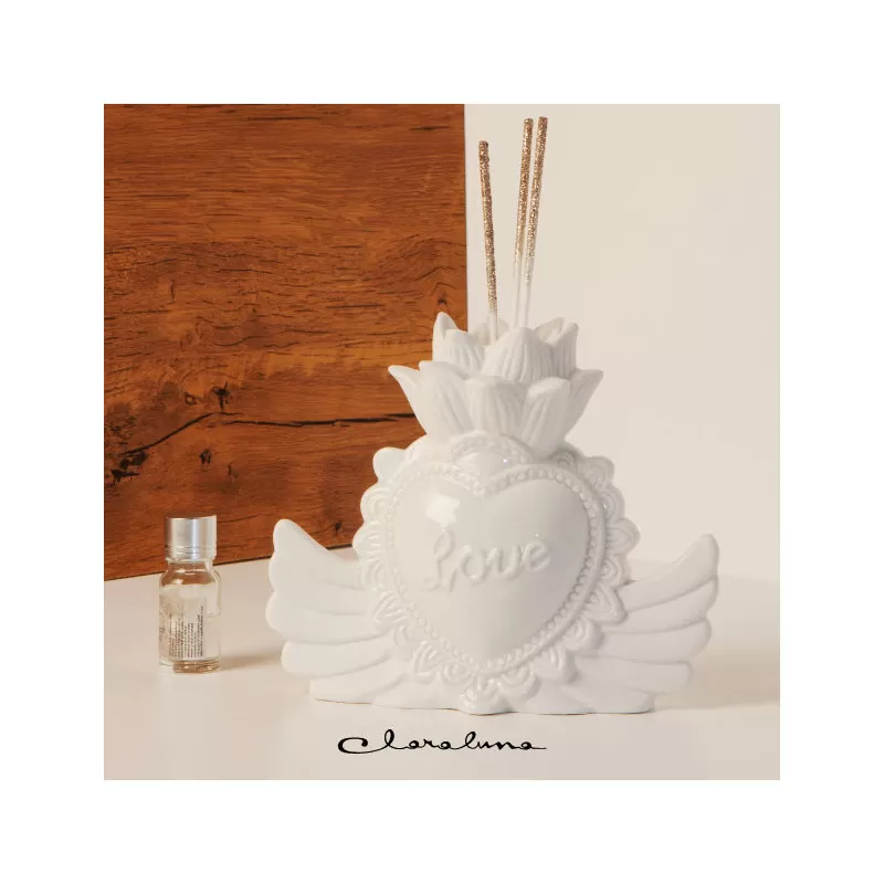 Bomboniera matrimonio claraluna 2023 profumatore cuore con ali bianco grande Claraluna - 1