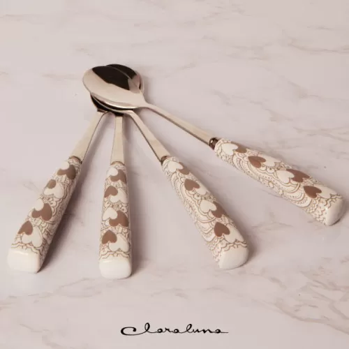 Bomboniera matrimonio claraluna 2023 set 4 cucchiaini decoro cuori Claraluna - 1