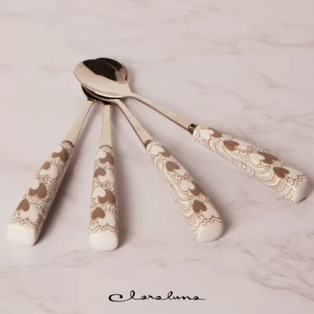 Bomboniera matrimonio claraluna 2023 set 4 cucchiaini decoro cuori Claraluna - 1