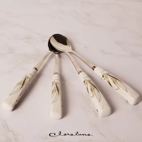 Bomboniera matrimonio claraluna 2023 set 4 cucchiaini decoro foglie Claraluna - 1