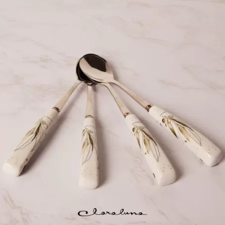 Bomboniera matrimonio claraluna 2023 set 4 cucchiaini decoro foglie Claraluna - 1