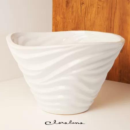 Bomboniera matrimonio claraluna 2023 vaso basso onde bianco Claraluna - 1