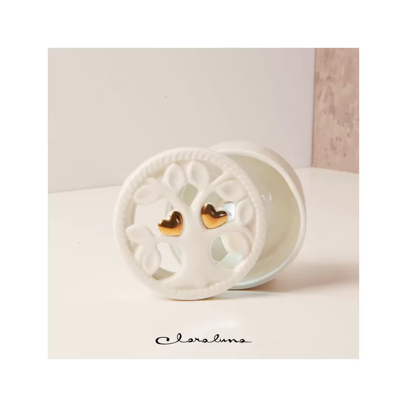 Bomboniera matrimonio claraluna 2023 scatolina rotonda con albero Claraluna - 1