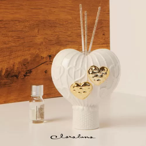 Bomboniera matrimonio claraluna 2023 profumatore mongolfiera cuori oro Claraluna - 1