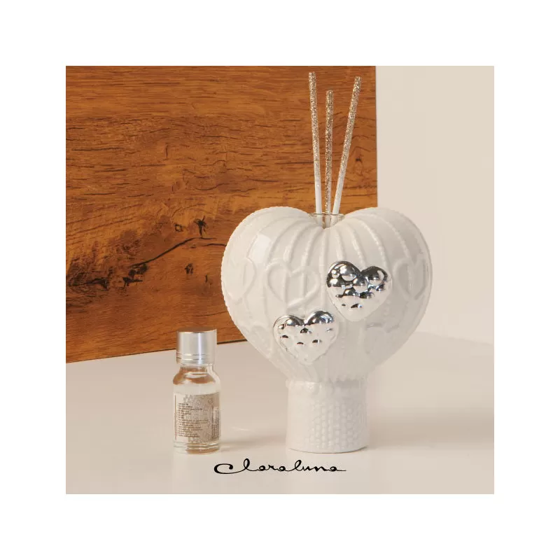 Bomboniera matrimonio claraluna 2023 profumatore mongolfiera cuori argento Claraluna - 1