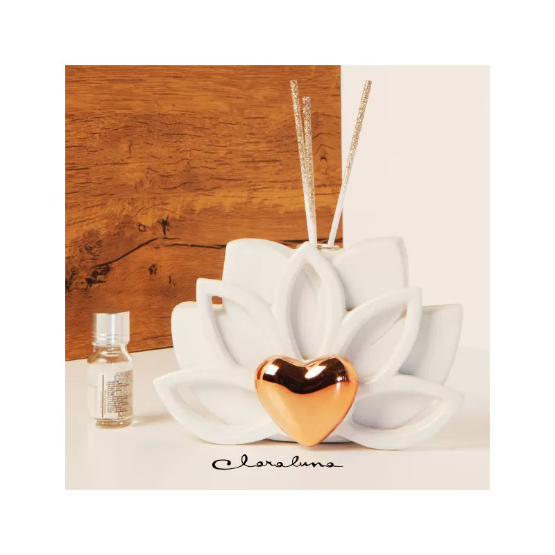 Bomboniera matrimonio claraluna 2023 profumatore foglie grande con cuore oro Claraluna - 1