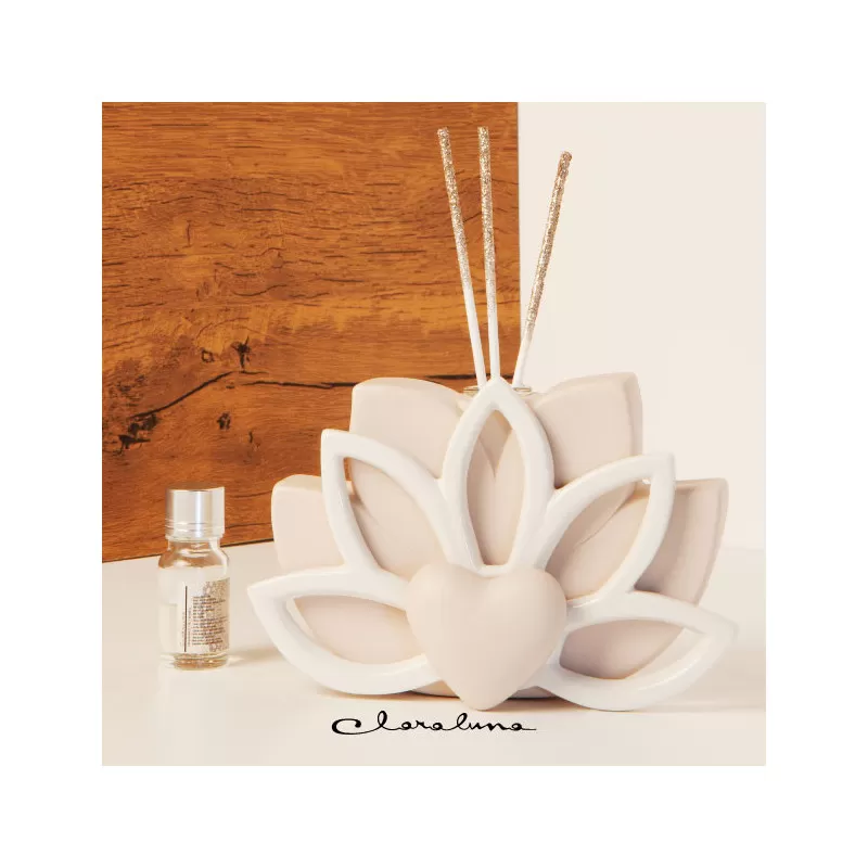 Bomboniera matrimonio claraluna 2023 profumatore foglie grande con cuore tortora Claraluna - 1