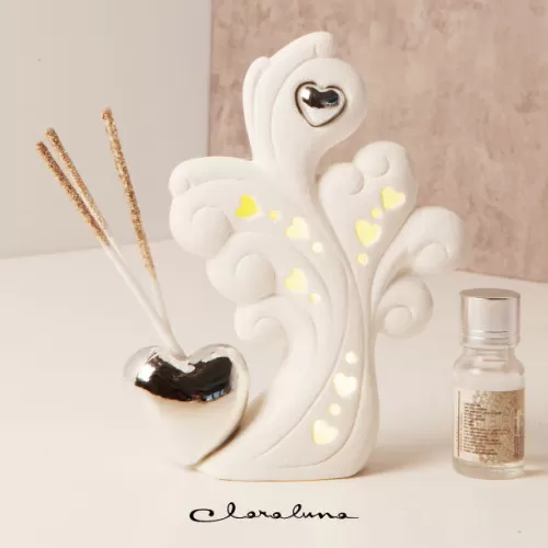 bomboniere matrimonio fai da te profumatore albero cuore argento led Claraluna - 1