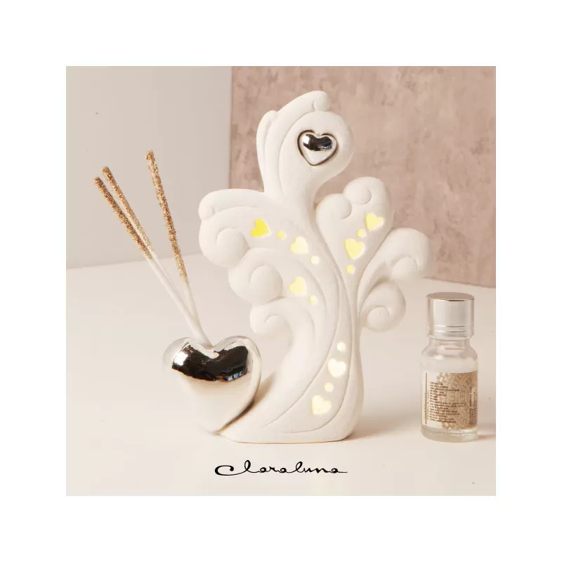 bomboniere matrimonio fai da te profumatore albero cuore argento led Claraluna - 1