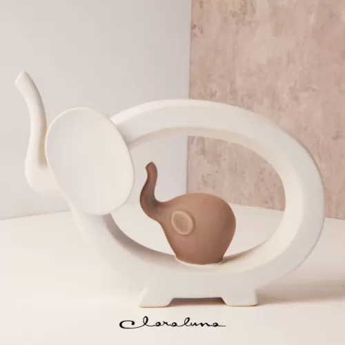 Bomboniera matrimonio claraluna 2023 coppia elefanti grandi bianco e tortora Claraluna - 1