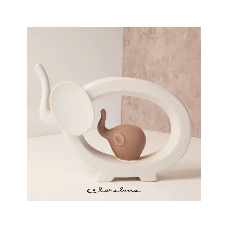 Bomboniera matrimonio claraluna 2023 coppia elefanti grandi bianco e tortora Claraluna - 1