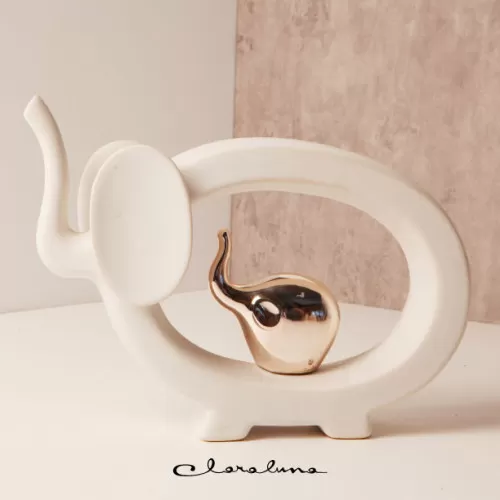 Bomboniera matrimonio claraluna 2023 coppia elefanti grandi bianco e argento Claraluna - 1