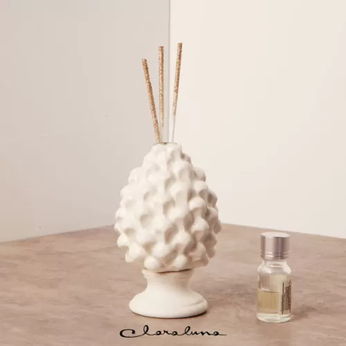 Bomboniera matrimonio claraluna 2023 profumatore pigna bianca con piede bianco piccola Claraluna - 1