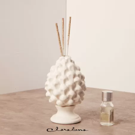 Bomboniera matrimonio claraluna 2023 profumatore pigna bianca con piede bianco piccola Claraluna - 1