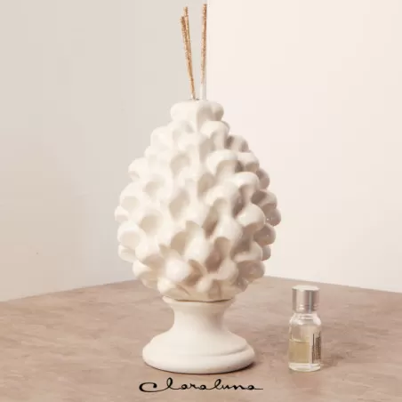 Bomboniera matrimonio claraluna 2023 profumatore pigna bianca con piede bianco grande Claraluna - 1