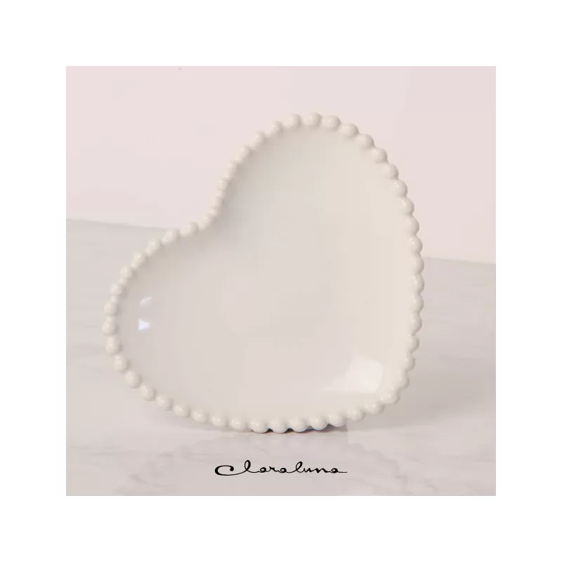 Bomboniera matrimonio claraluna 2023 piattino medio cuore bianco Claraluna - 1