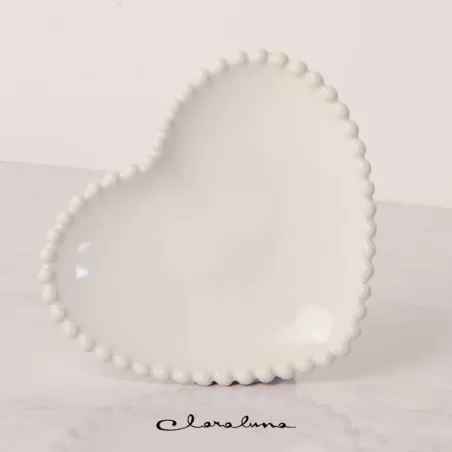 Bomboniera matrimonio claraluna 2023 piattino medio cuore bianco Claraluna - 1