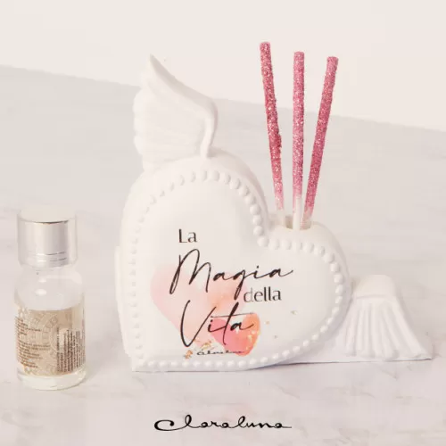 Bomboniera matrimonio claraluna 2023 profumatore cuore con le ali rosa Claraluna - 1