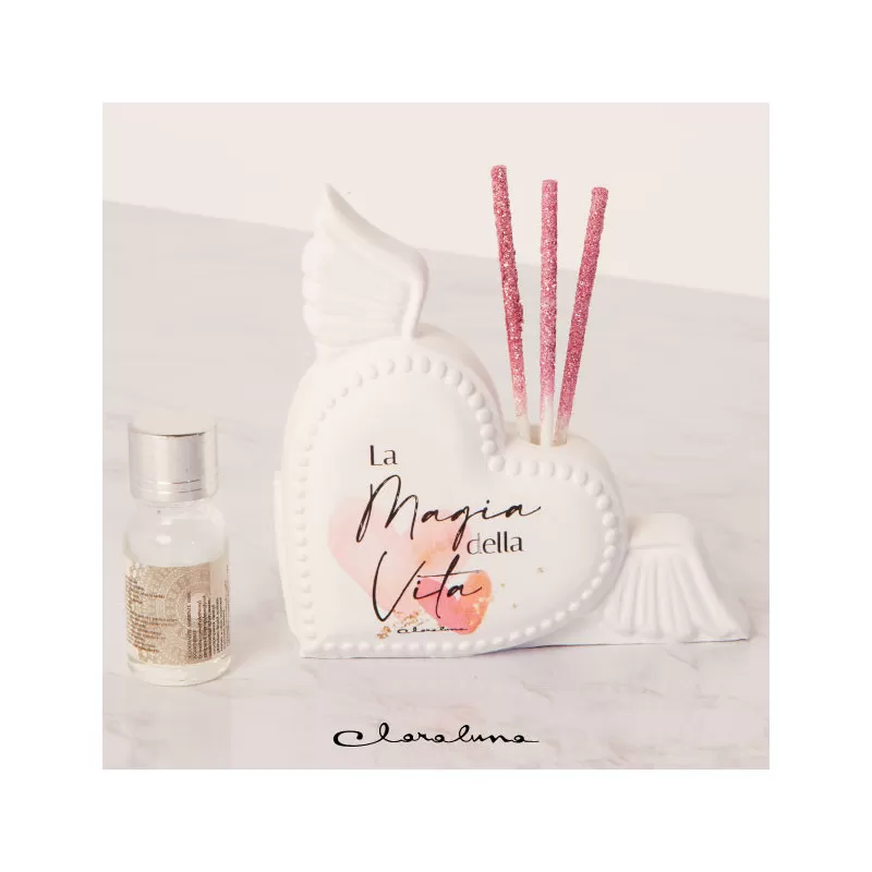 Bomboniera matrimonio claraluna 2023 profumatore cuore con le ali rosa Claraluna - 1