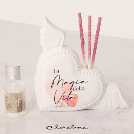 Bomboniera matrimonio claraluna 2023 profumatore cuore con le ali rosa Claraluna - 1