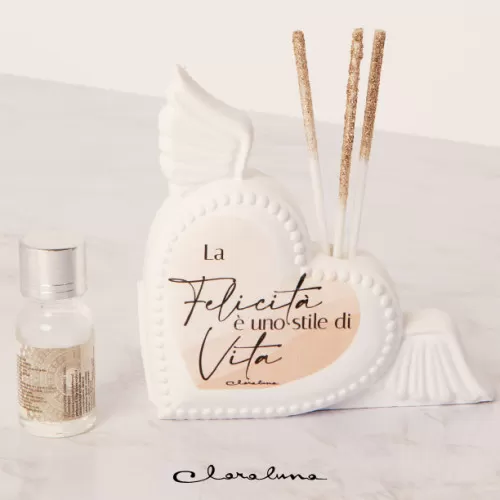 Bomboniera matrimonio claraluna 2023 profumatore cuore con le ali tortora Claraluna - 1