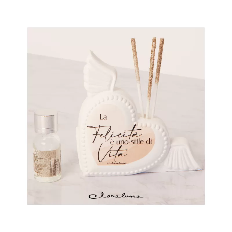 Bomboniera matrimonio claraluna 2023 profumatore cuore con le ali tortora Claraluna - 1