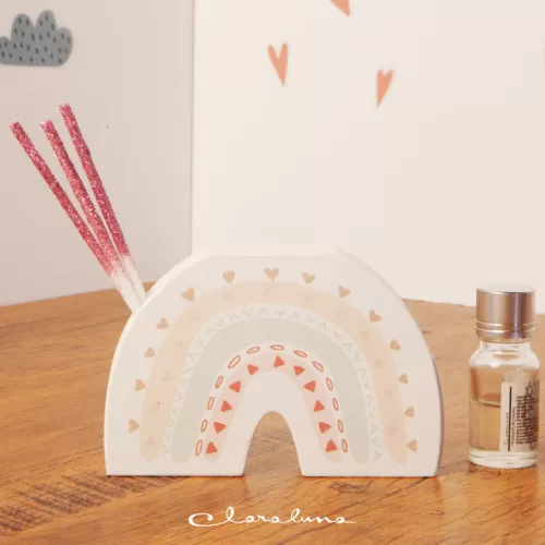 bomboniera nascita fai da te profumatore arcobaleno rosa con cuori Claraluna - 1