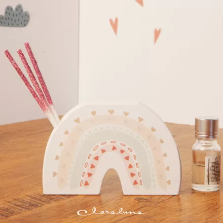 bomboniera nascita fai da te profumatore arcobaleno rosa con cuori Claraluna - 1