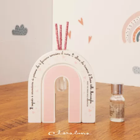 bomboniera nascita fai da te profumatore arcobaleno rosa con frase Claraluna - 1