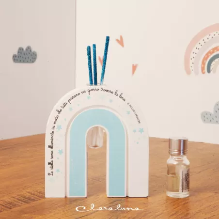 bomboniera nascita fai da te profumatore arcobaleno celeste con frase Claraluna - 1