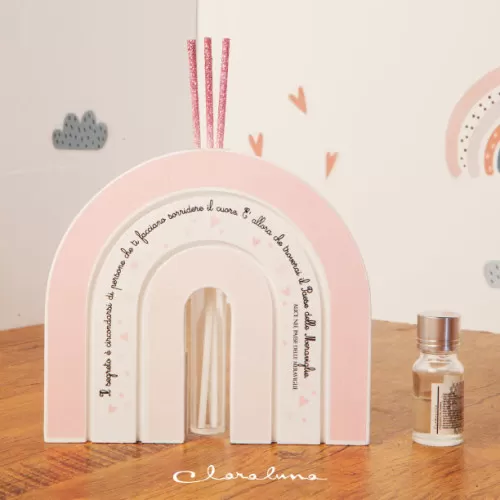 bomboniera nascita fai da te profumatore arcobaleno rosa con frase grande Claraluna - 1