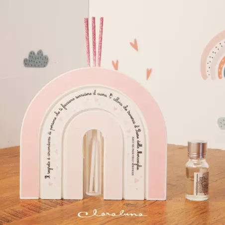 bomboniera nascita fai da te profumatore arcobaleno rosa con frase grande Claraluna - 1